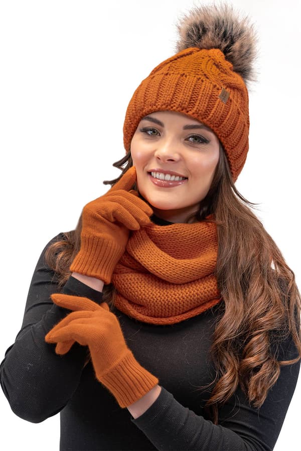 Vivisence 7014R Orangea UNI Stickade Handskar