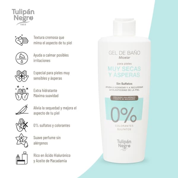 Tulipan Negro Micellar Til Tør & Ru Hud Kropsvask (500 ml)