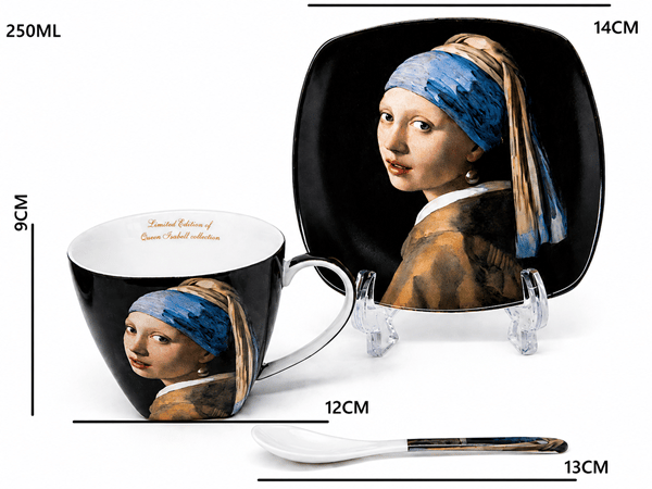 Porslinskoppar set 2x250 ml Vermeer Flicka med pärlörhänge Som present