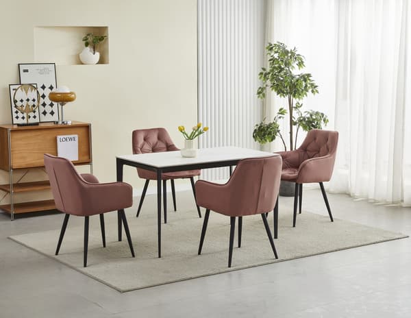 JORK stol - pink velour / sorte ben x 2