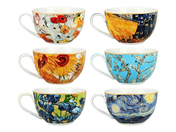 Carmani Set med 6 koppar i rund ask - V. van Gogh