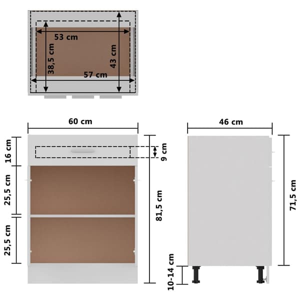 vidaXL skuffeskab hvid 60x46x81,5 cm spånplade