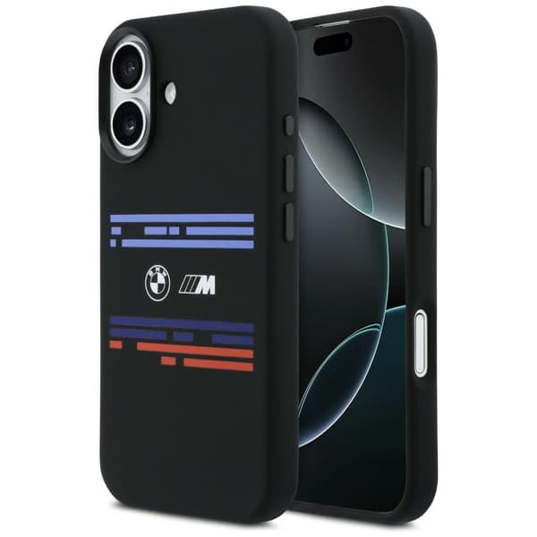 BMW M Silicon Horizontal Line MagSafe -kotelo iPhone 17:lle, musta