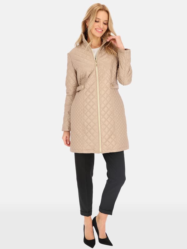 ELEGANT QUILTET DAME-OVERGANGSFRAKKE