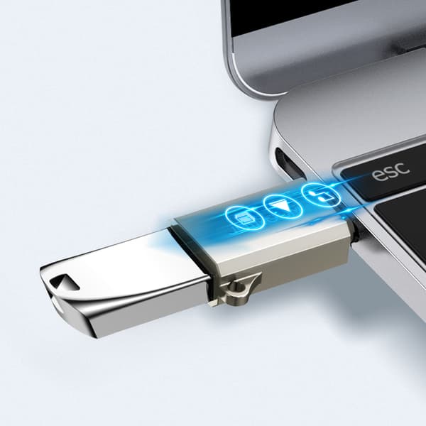 USB-C (han) til USB-A (hun) adapter med snørehul - sølv