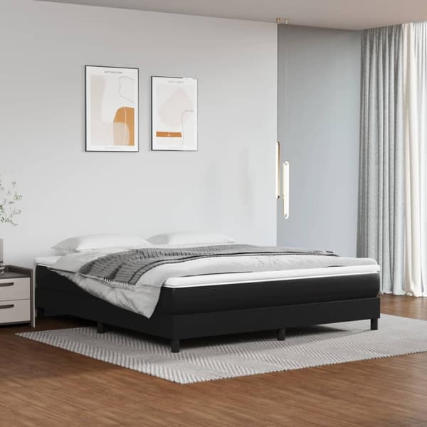 vidaXL Pocket Springmadras, sort, 180x200x20 cm, kunstlæder