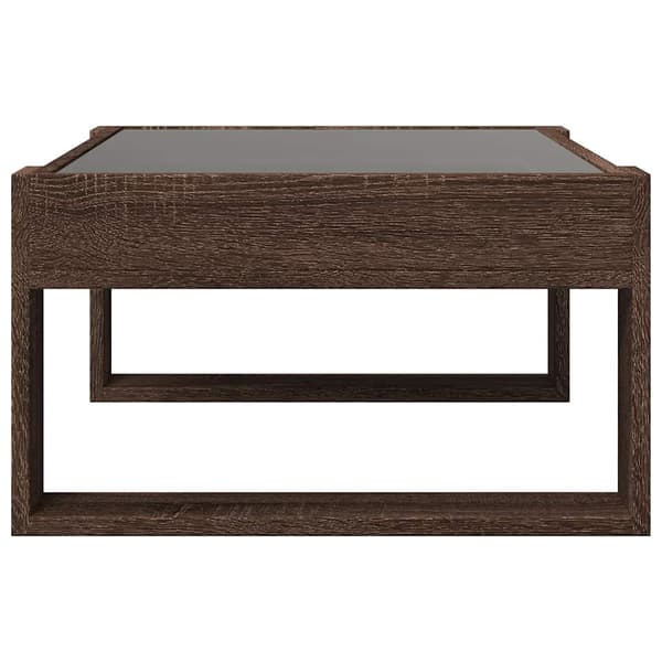 vidaXL Infinity sofabord med LED-lys brunt egetræ 70x53x30 cm