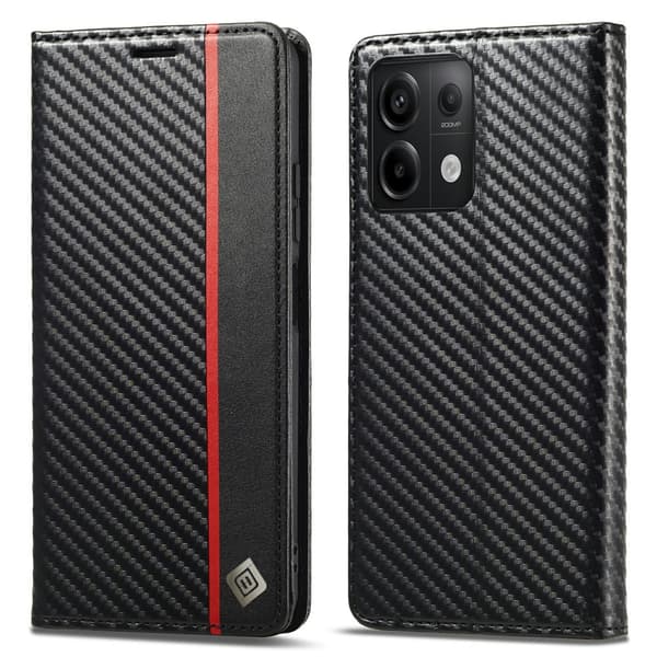 Flipfodral till Xiaomi Redmi Note 13 5G, Carbon LC.IMEEKE, Svart