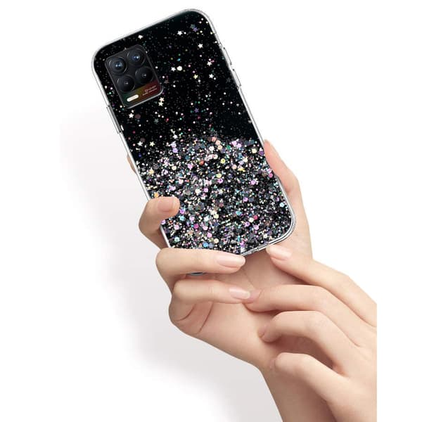 Realme 8 / 8 Pro cover, glitrende, sort