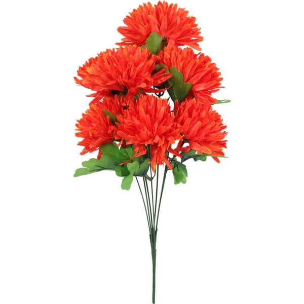 BUKETT MED 7 ORANGE KRYSANTEMUMER, DIAMETER 16 CM