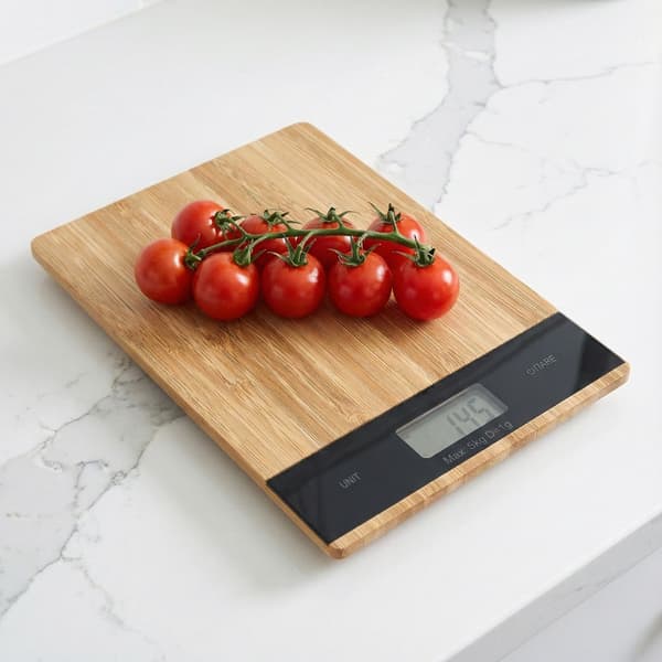 Bambu köksvåg elektronisk precision 5kg 1g trä touch