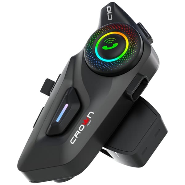 Crown C10 Bluetooth 5.3 Motorcykel Intercom Svart