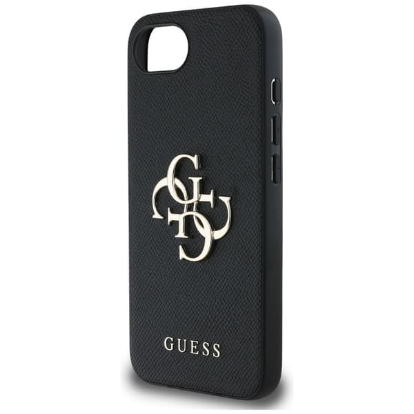Guess Grained Big 4G Logo Small Classic Logo cover til iPhone 16e, sort