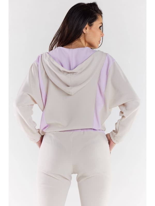 Afslappede stofbukser, beige og lilla L
