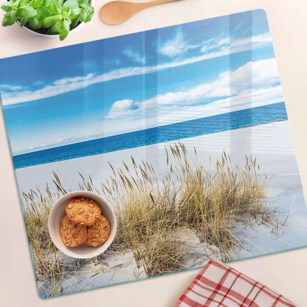 Glasköksbricka med Sandy Beach-grafik 60x52 cm