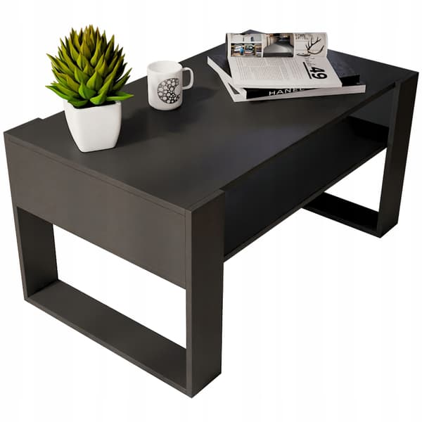Svart soffbord 90x50cm, retro soffbord, loftbord