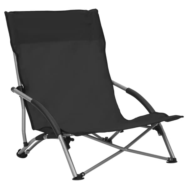 vidaXL foldbare strandstole, sæt med 2, sort, stofbetræk