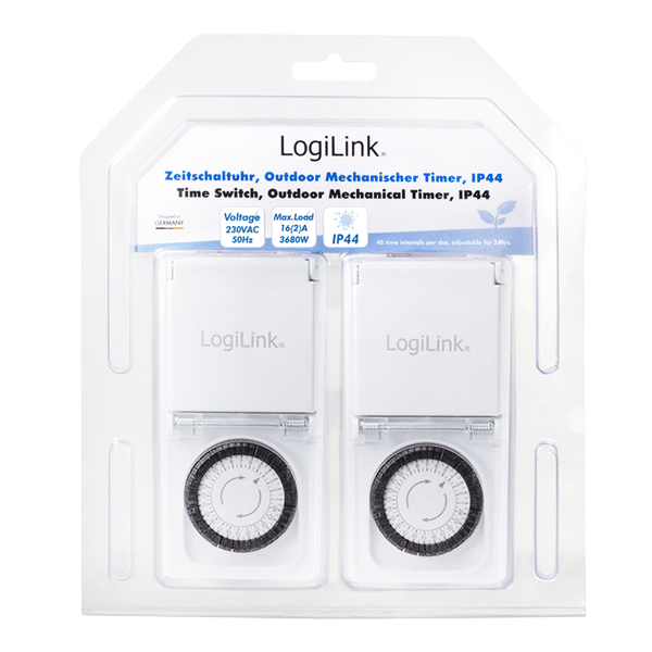 Analog timer 24 timer IP44 ekstern timer 16 A afbryder 2 stk.