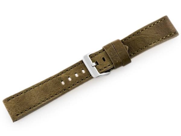Læderrem til ur W48 - PREMIUM - oliven - 22mm