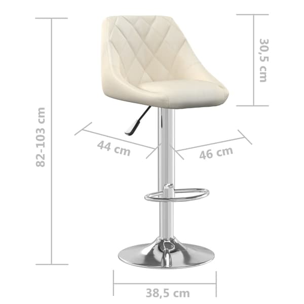 vidaXL Barstolar, set om 2, krämfärgad, klädd i sammet