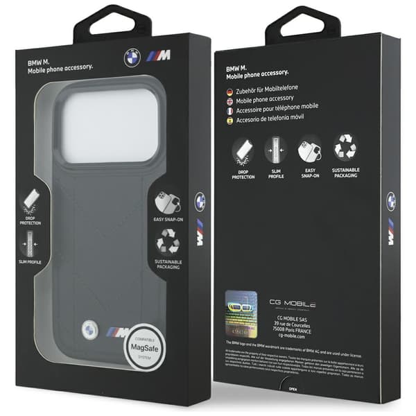BMW M Quiltet Logo MagSafe-cover til iPhone 17 Pro, sort