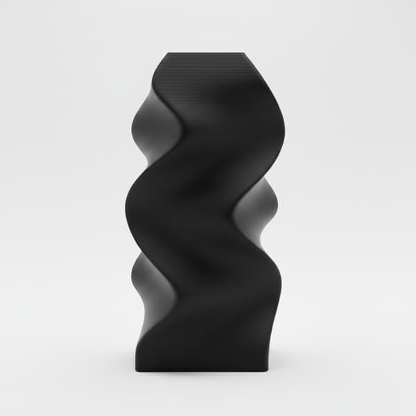 Dekorativ sort bølget vase til blomster, spiralformet, elegant