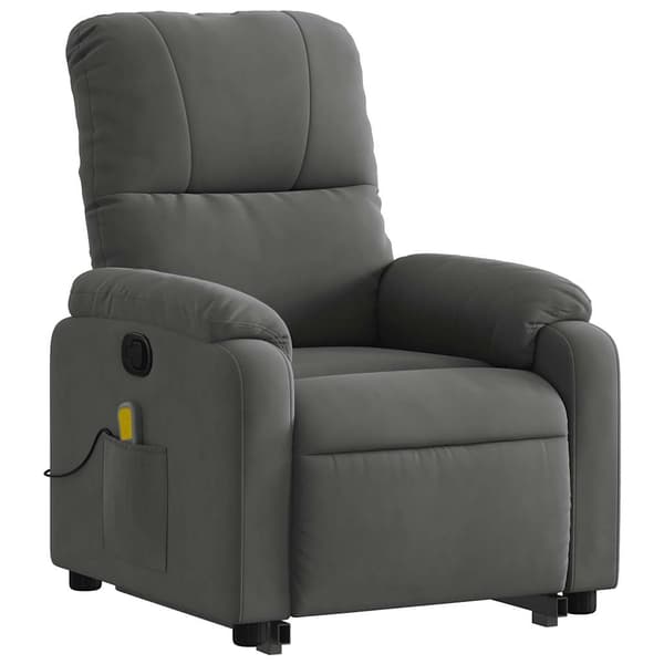 vidaXL Lyftbar massagefåtölj, mörkgrå, mikrofiber