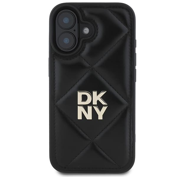DKNY Quilted Stack Logo iPhone 16 -suojakuori, musta