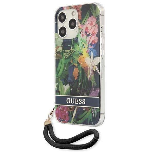 Guess Blommigt Remfodral till iPhone 13 Pro / 13, Blå
