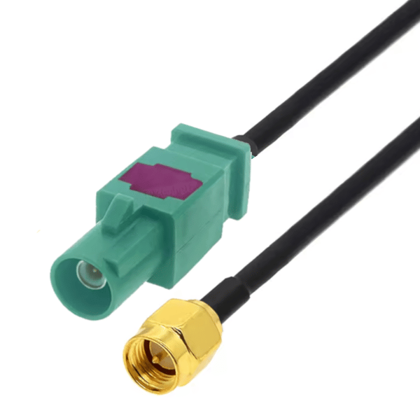 Pigtail fakra E-stik / SMA-stik RG174 2m