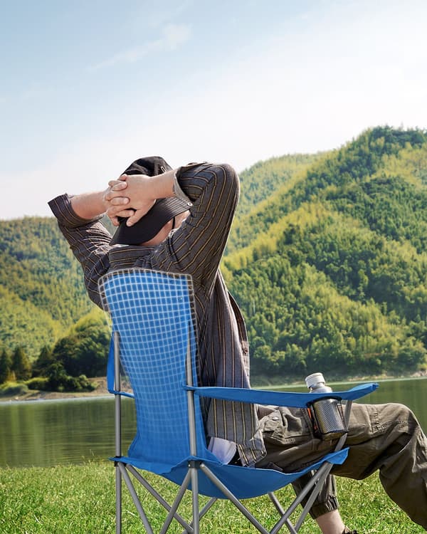 Blå foldbare campingstole
