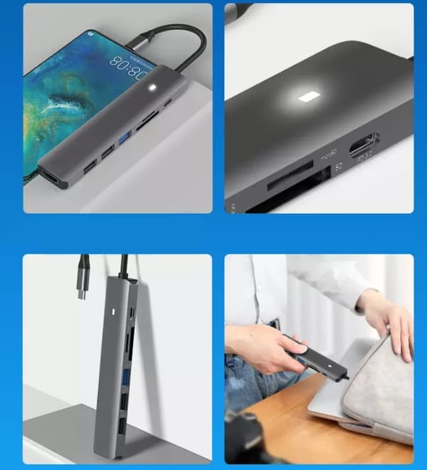 HS-HC703 seitsemän-sisääntulon USB-C keskitin