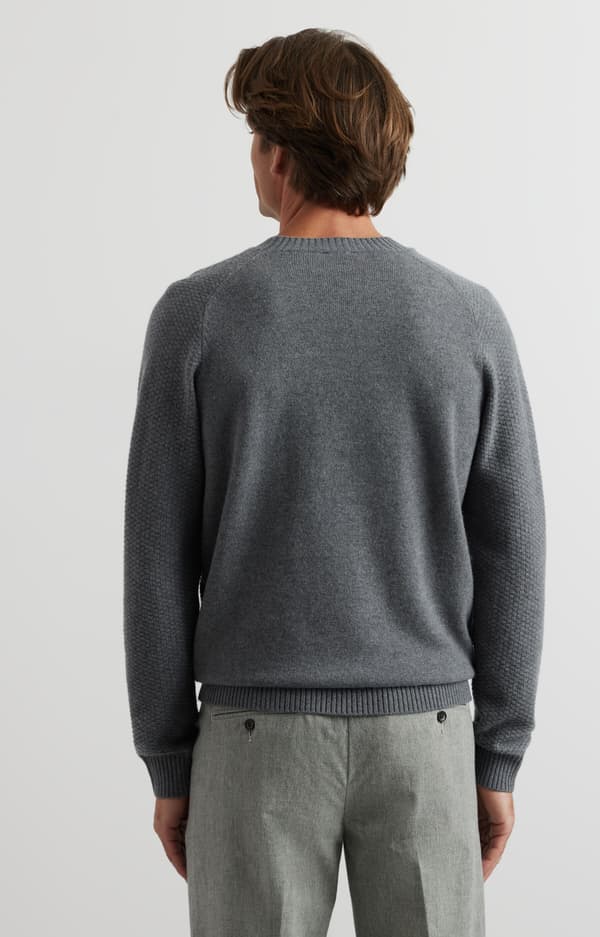 Mikromønstret sweater med rund hals S