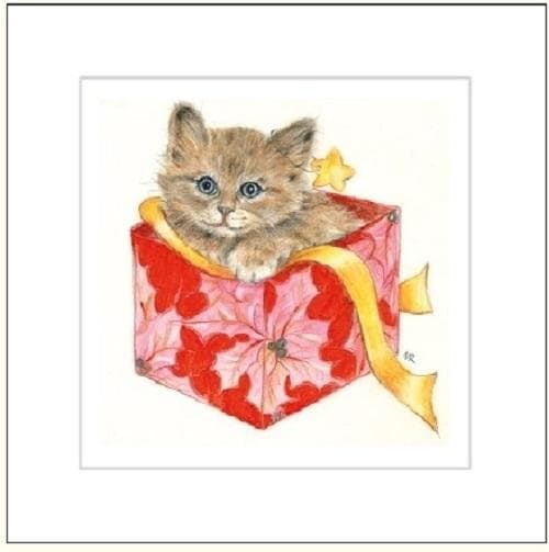 Kort 16x16cm + kuvert Tegnet kat