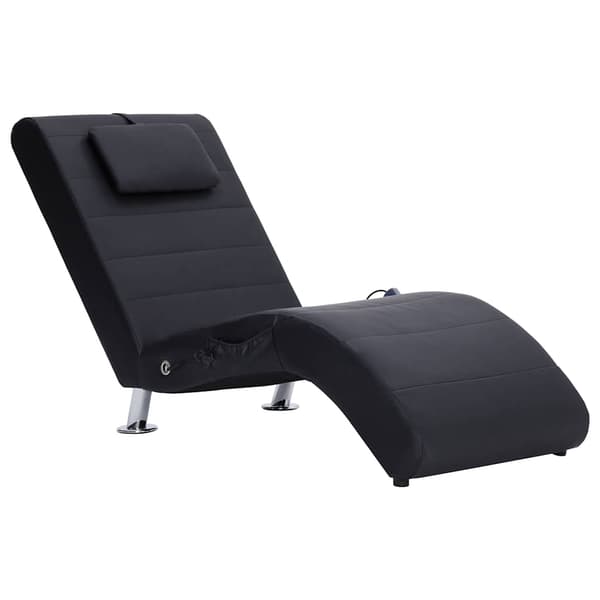 vidaXL massagechaiselong med hynde, sort, kunstlæder