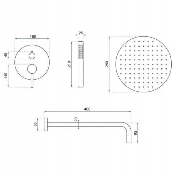 FOSS Clif REA Inbyggt duschset borstad nickel