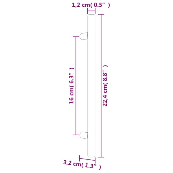 vidaXL skabsgreb 20 stk. sort 160 mm rustfrit stål