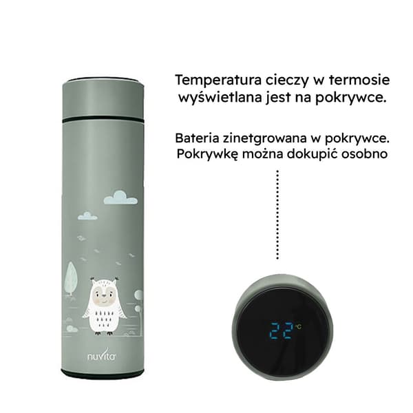 Nuvita Termos med LED-termometer Grön 500 ml - precision och stil, termisk