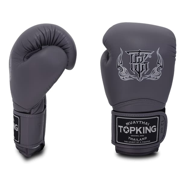 Top King Supergrå Muay Thai Boxningshandskar 14OZ