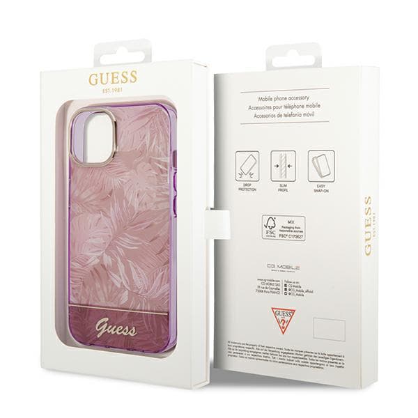 Guess Jungle Collection iPhone 14 Plus-skal, rosa