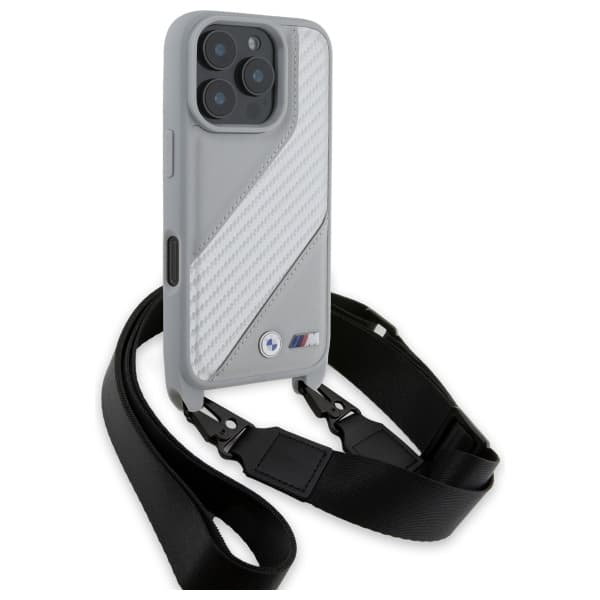BMW M Edition Carbon Stripe & Strap Cover til iPhone 16 Pro, Grå