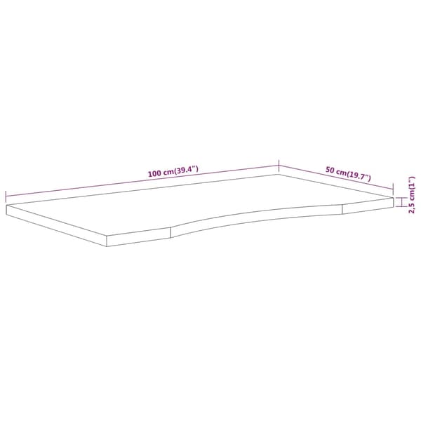 vidaXL skrivebordsplade 100x50x2,5 cm rektangulær massiv akacietræ