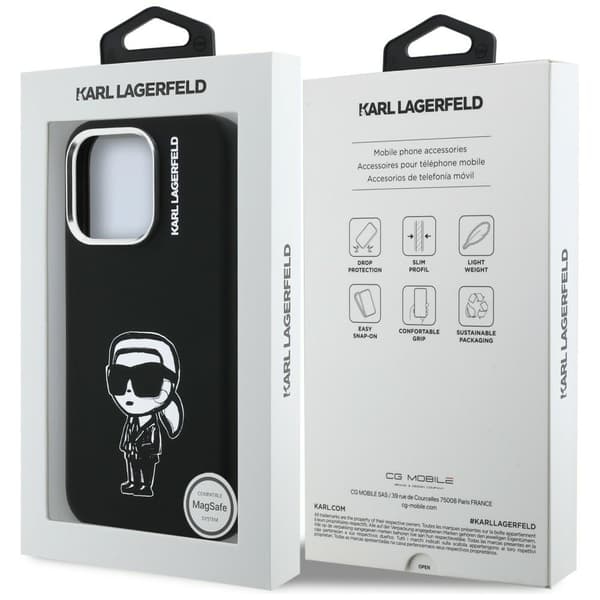 Karl Lagerfeld Silikone Karl Sketch MagSafe-etui til iPhone 16 Pro, sort