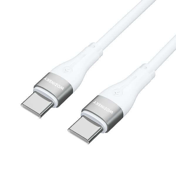 Holdbart fleksibelt kabel USB-C - USB-C PD 65W 2m hvid