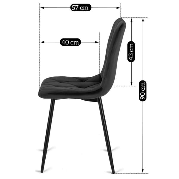 ROBIN Polstret Stuestol Sort Velour Moderne Loft