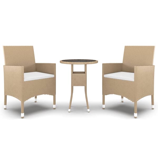 vidaXL 3-osainen polyrottinki puutarhakalustesetti, beige