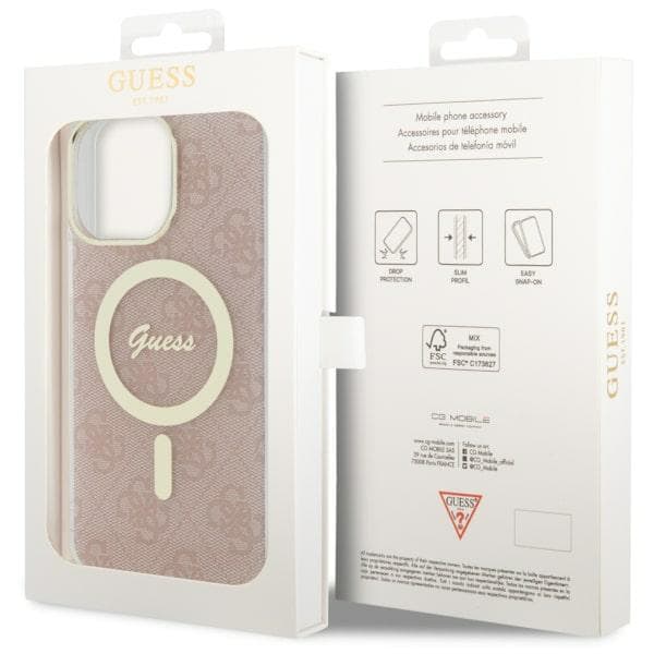 Guess IML 4G MagSafe-etui til iPhone 14 Pro Max, lyserød