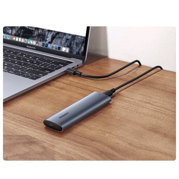 Hårddiskkabinett M.2 B-nyckel SATA 3.0 Grå + USB Typ-C-kabel