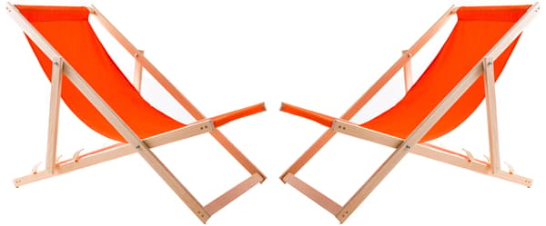 2x Trädäckstol med orange tyg