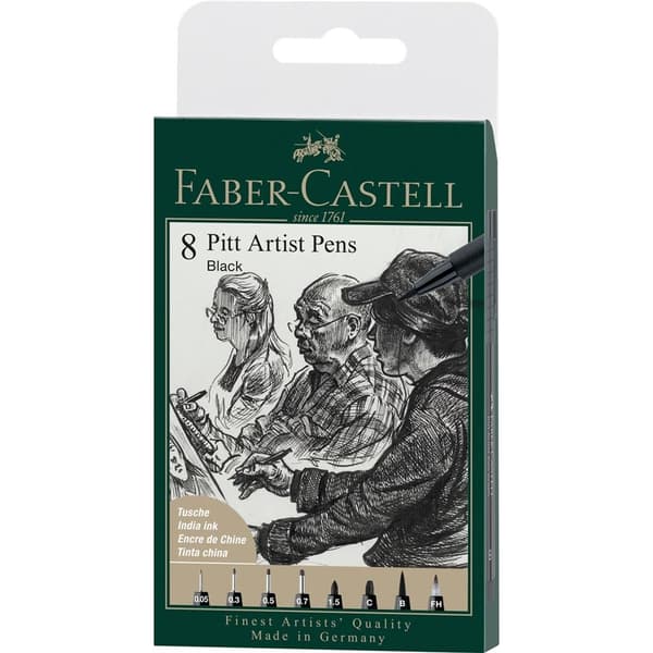 Pitt Artist Pen sort 8 stk.